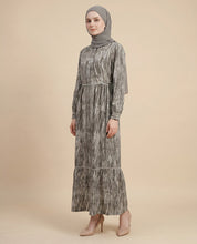 Green Brushstroke Poly Chiffon Maxi Dress