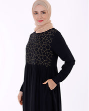 Black With Gold Embroidery Abaya