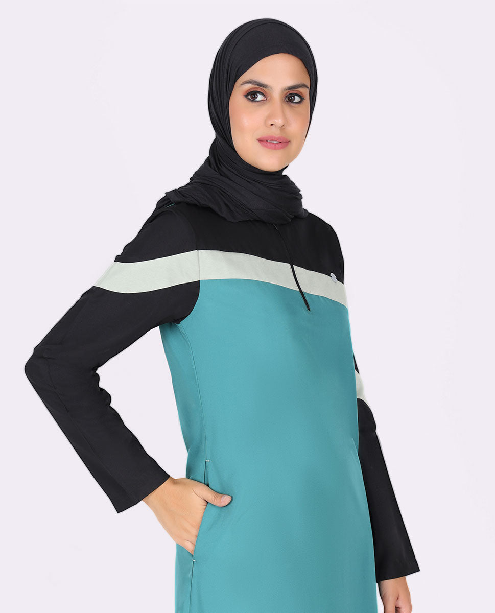 Blue And Black Diagonal Contrast Jilbab