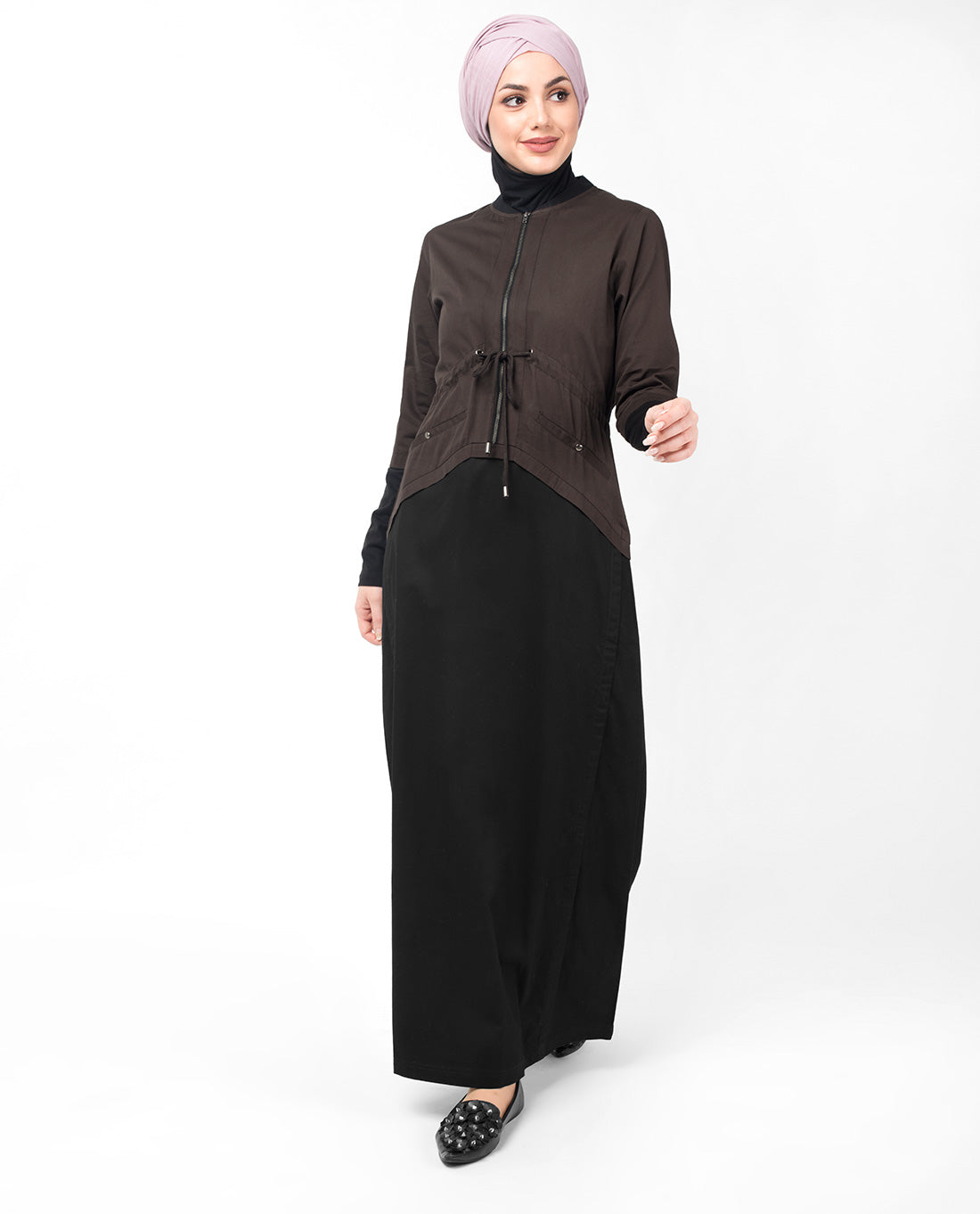 Dark Olive Curved Hem Jilbab