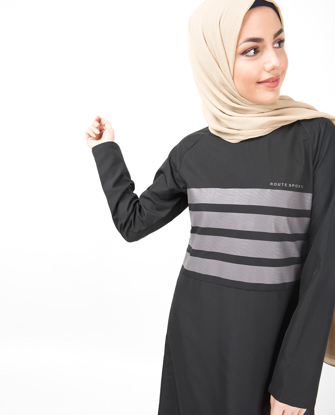 Striped Print High Low Hem Jilbab