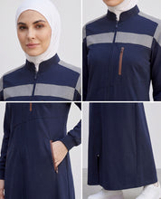 Navy Grey Sporty Contrast Jilbab