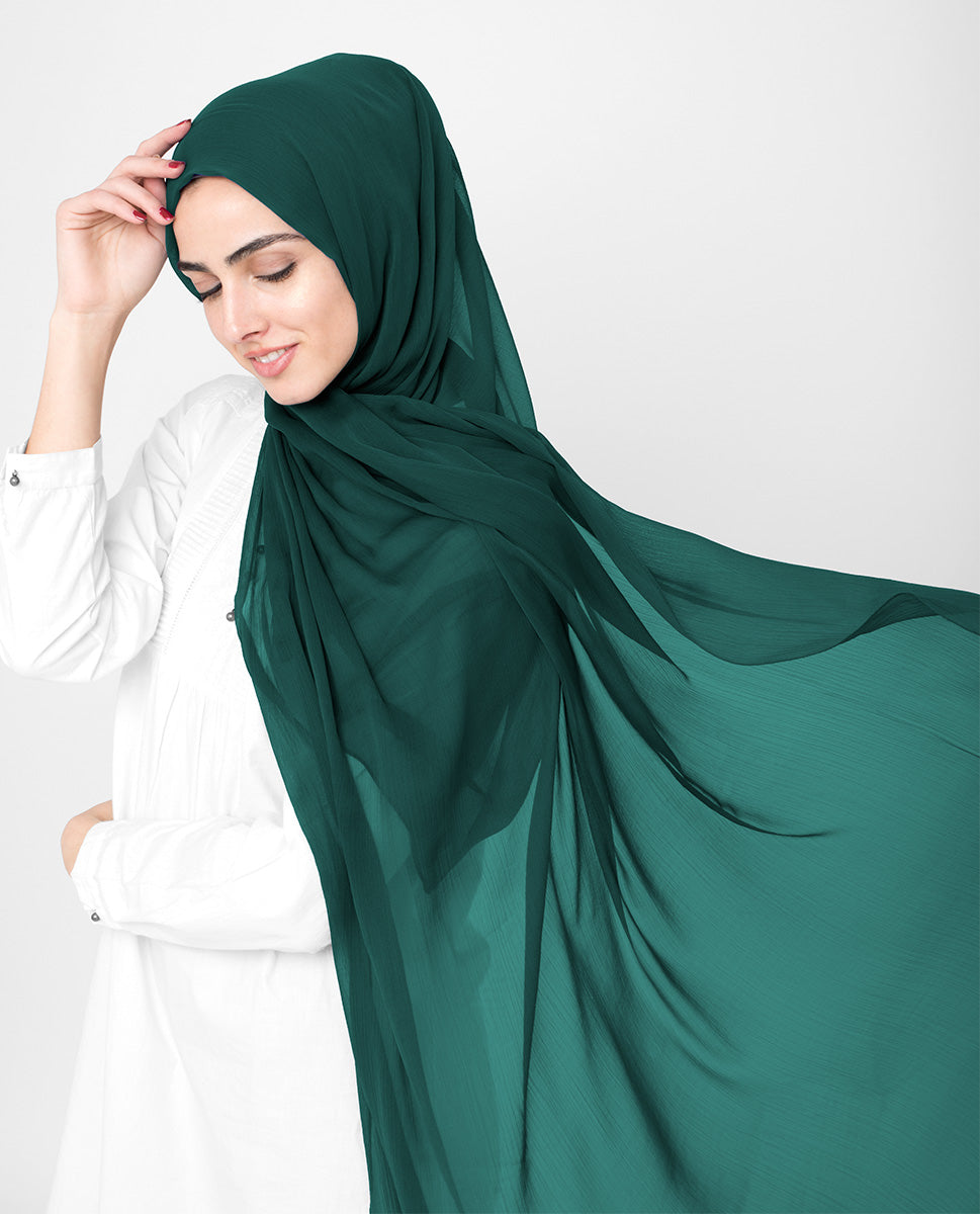 June Bug Green Poly Chiffon Scarf