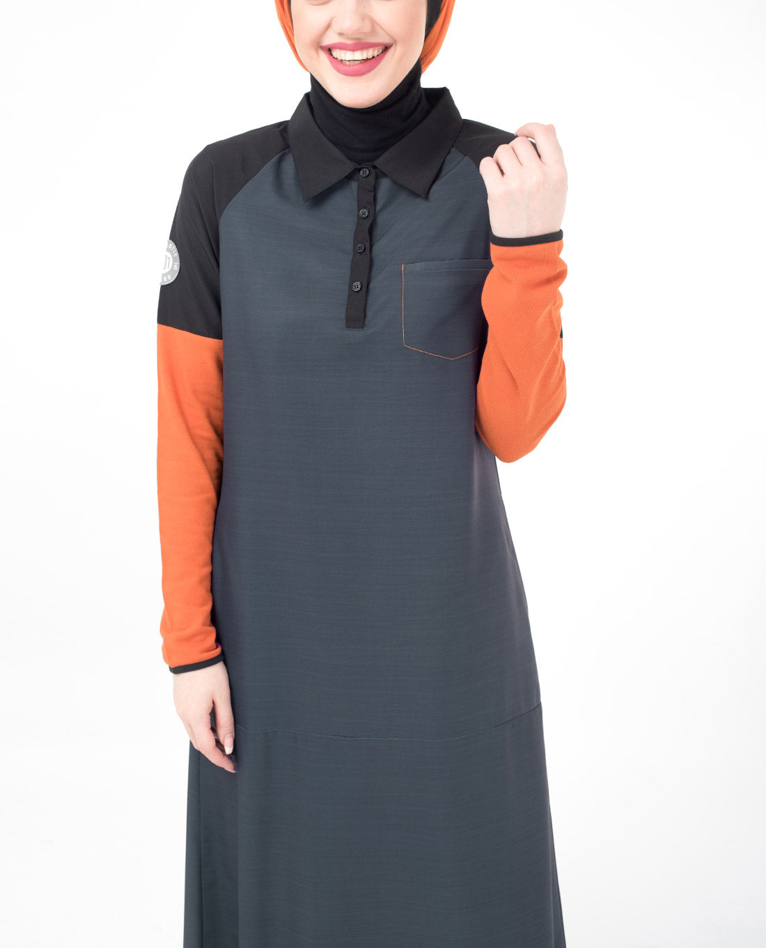 Orange Highlight Pique Jersey Jilbab