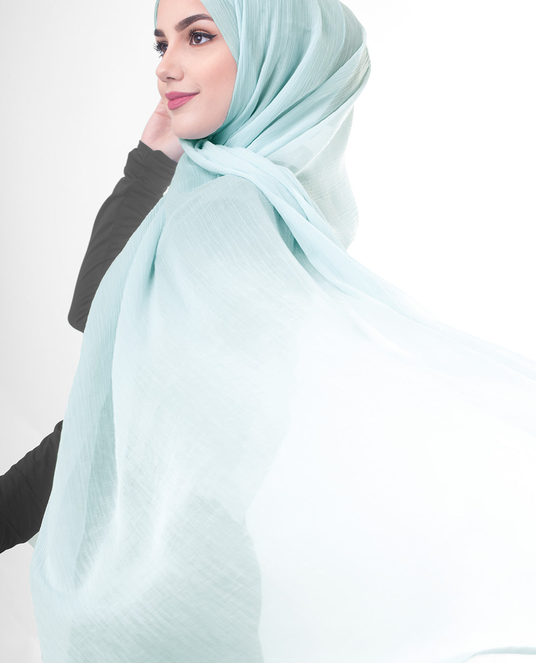 Blue Glow Poly Chiffon Scarf