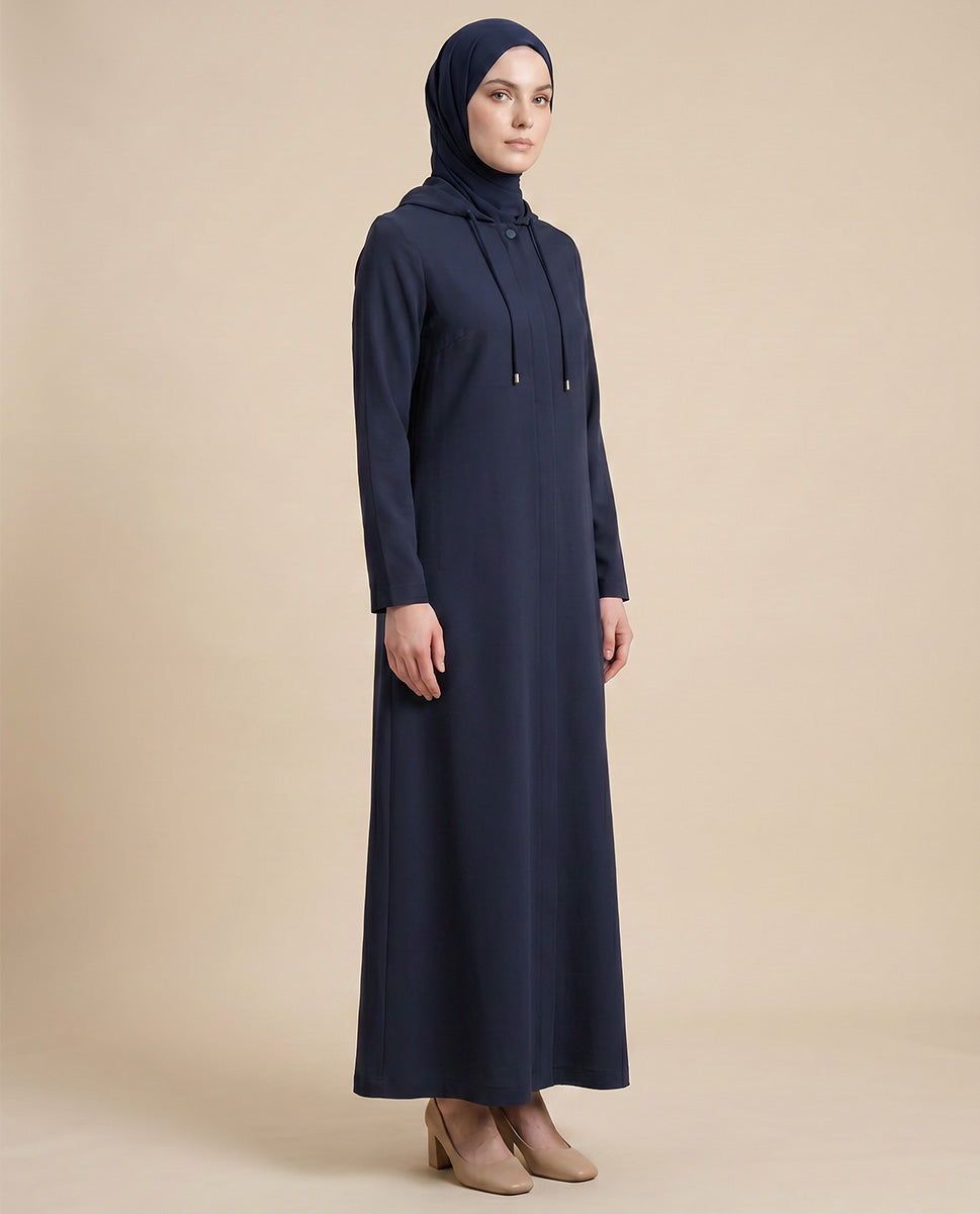 Navy Blue Sporty Hooded Abaya