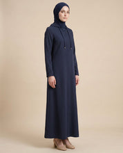 Navy Blue Sporty Hooded Abaya