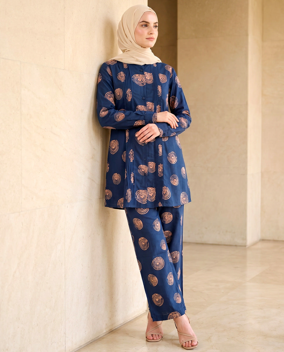 Navy Blush Rayon Co-ord Set