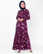 Cherry Floral Gathered Abaya