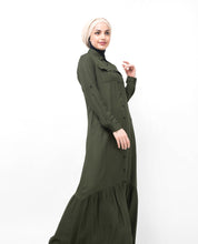 Olive Pleated Tier Abaya