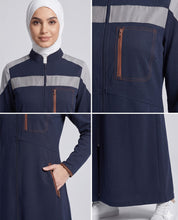 Navy Grey Sporty Contrast Jilbab
