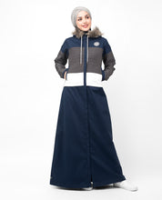 Navy Faux Fur Winter Hooded Jilbab