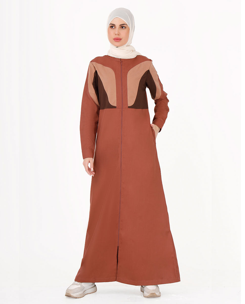 Baked Brick Full Front Open Jilbab