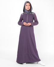 Purple Hooded Kangaroo Pocket Jilbab