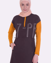 Coffee Brown & Mustard Jilbab with Waist Adjustable Toggles