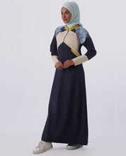 Navy Base Ball Collar Geometrical Print Jilbab