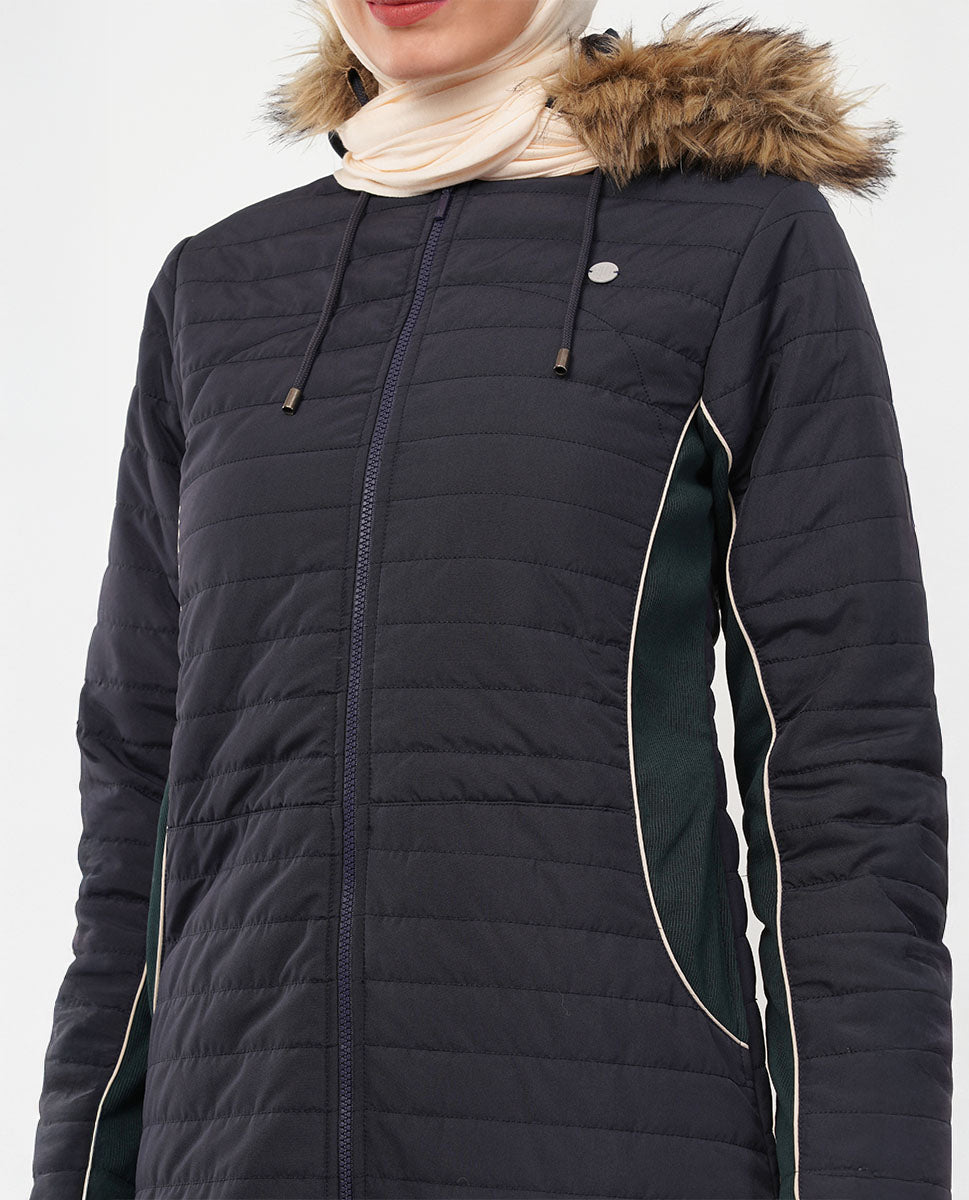 Luxe Fur Hooded Quilted Jilbab