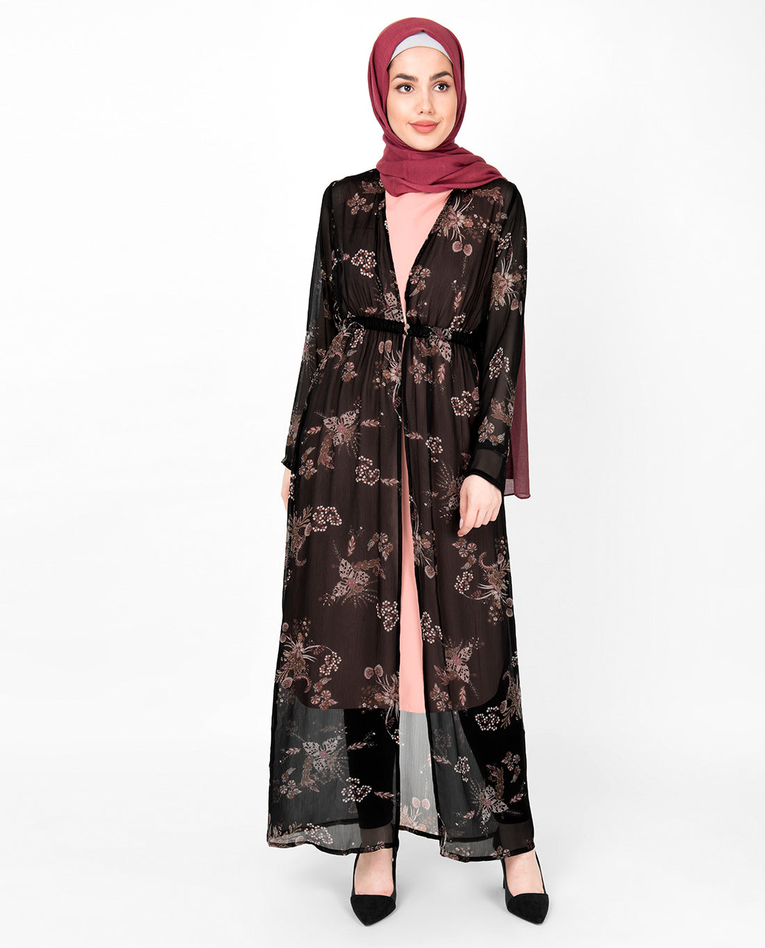 Black Floral Sheer Outerwear