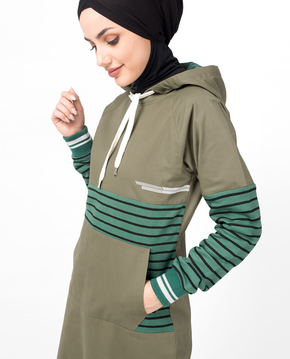 Khaki Casual Hooded Jilbab