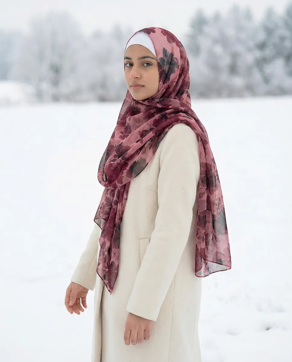 Rose Veil – Printed Georgette Hijab