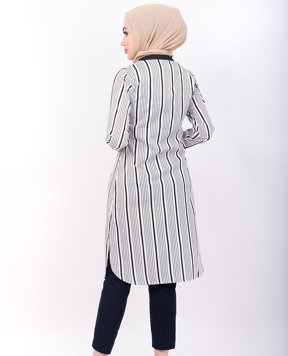 Navy & White Striper Shirt Dress