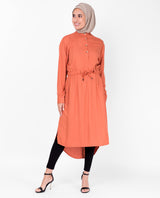 Rust Neck Band Midi Dress