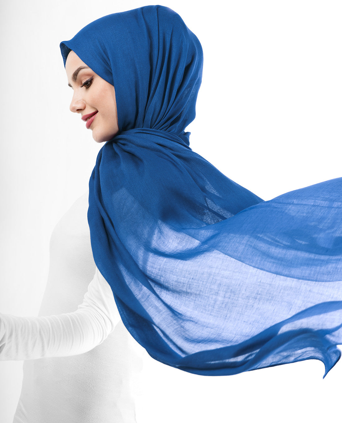 Classic Blue Cotton Voile Scarf