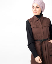 Brown Contrast Sleeve Jilbab