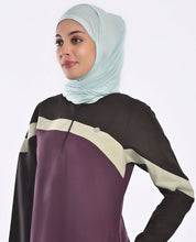 Plum And Black Diagonal Contrast Jilbab