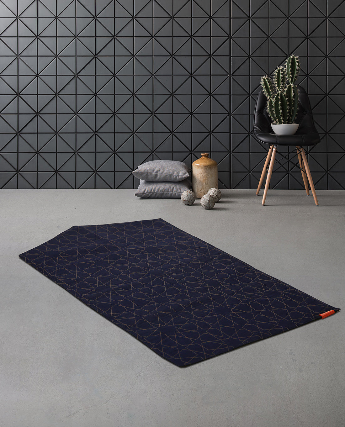 Geometric denim arch-shaped prayer mat rug2