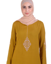 Mustard With Diamond Embroidery Midi