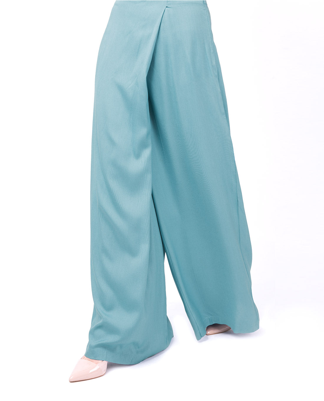 Overlap Wide Leg Smoke Blue Trouser