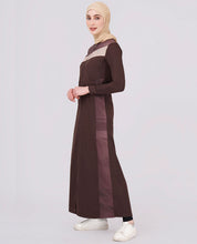 Diagonal Print Full Front Open Brown Jilbab