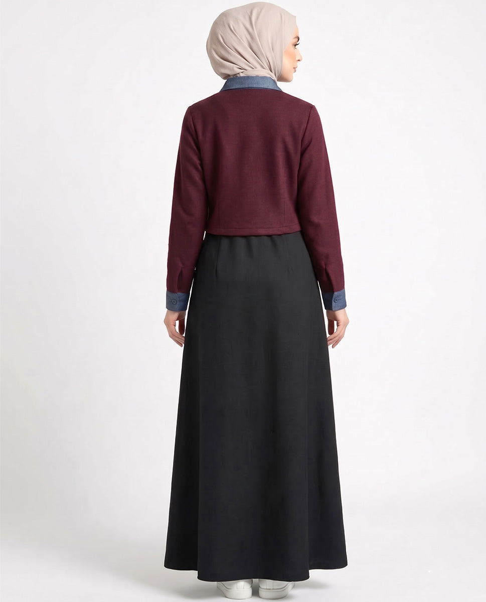 Urban Layered Contrast Color Winter Jilbab