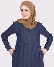 Denim V Neck Zip Opening Jilbab