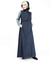 Detachable Hoodie Deep Denim Abaya