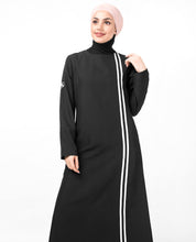 Double Contrast Stripe Black Jilbab