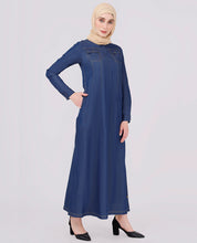 Full Front Open Mock Flaps Denim Jilbab