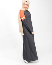 Grey & Orange Raised Neck Jilbab