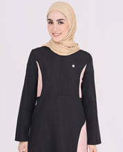 Black and Cherry Pink Contrast Panel Jilbab