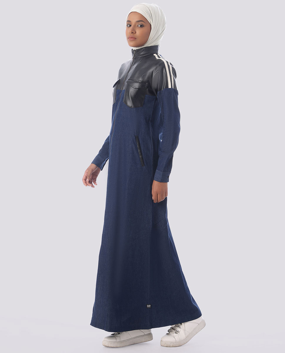 Wet Ink Full Front Open Denim Jilbab