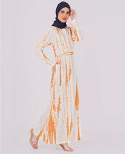 Brown And White Tie And Dye Printed Jilbab