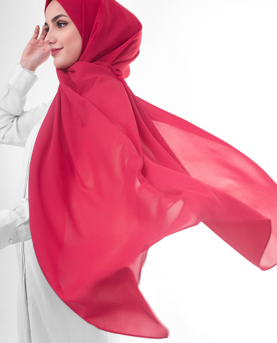 Crimson Poly Georgette Scarf