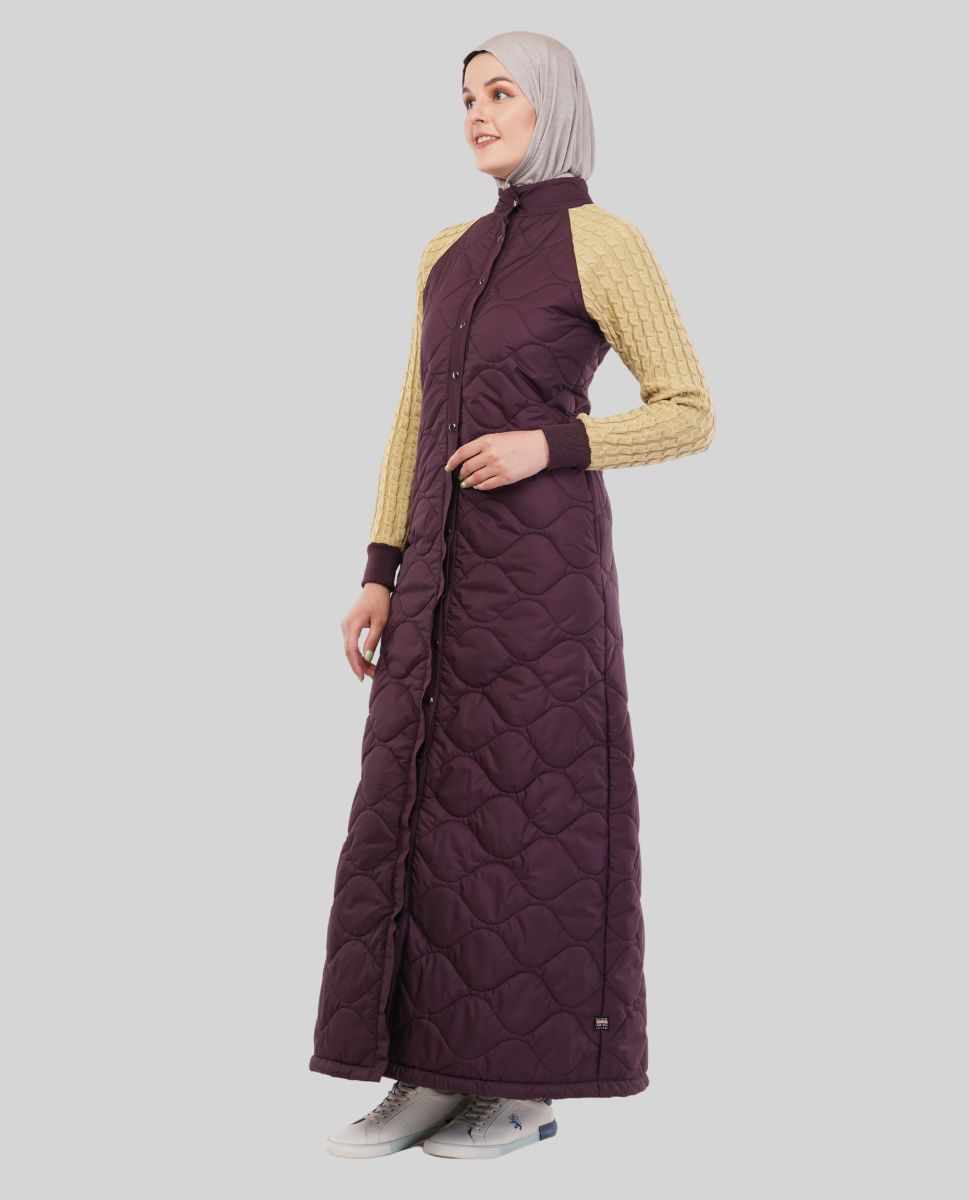 Grape Juice Full Front Open Premium Winter Jilbab