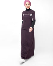 Plum & Black Contrast Sleeve Abaya