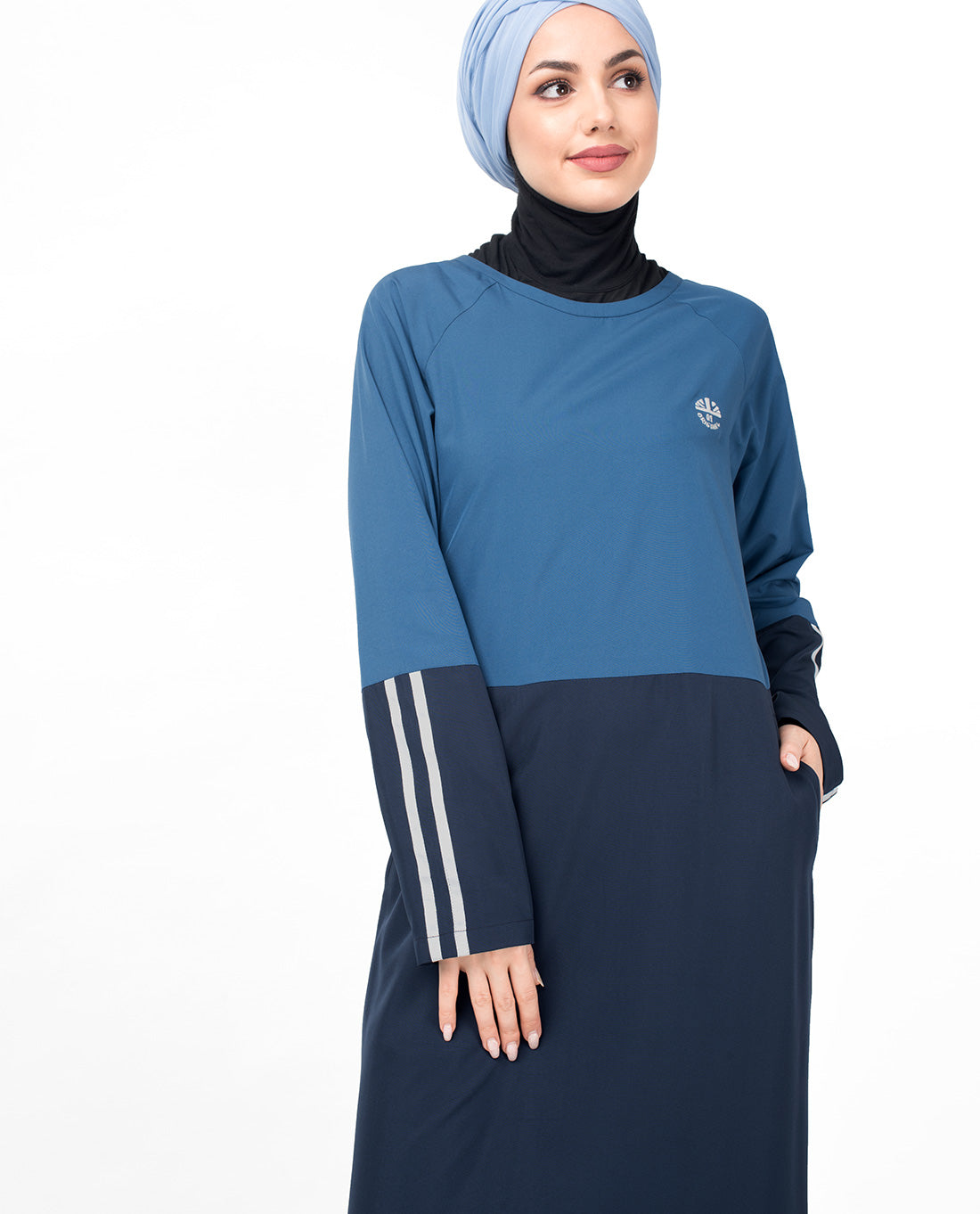 Blue Raglan Sleeve Sporty Jilbab