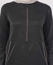 Contrast Piping Full Front Open Jilbab