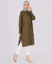 Olive Green Cut Work Embroidery Top