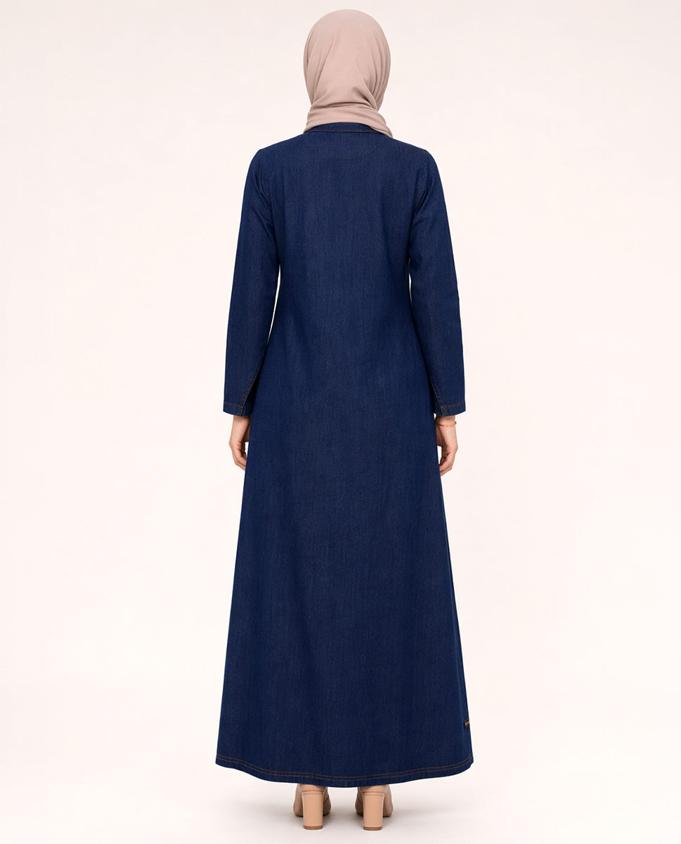 Signature Style Blue Denim Shirt Abaya