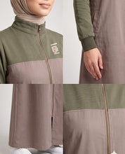 Camel & Green Color Block Winter Jilbab